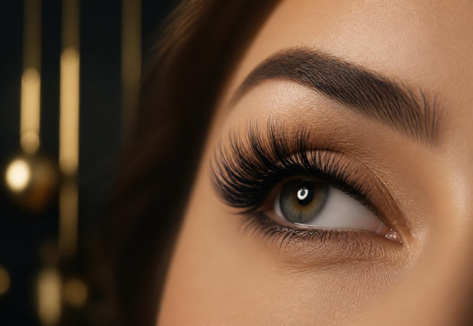 Close-up of volume lash extensions at Our Lash Studio in Business Bay, Dubai
